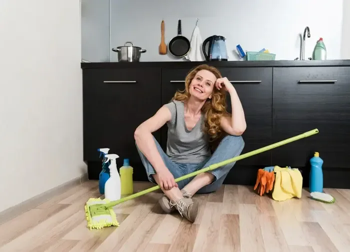 General cleaning of an apartment — wiping down surfaces